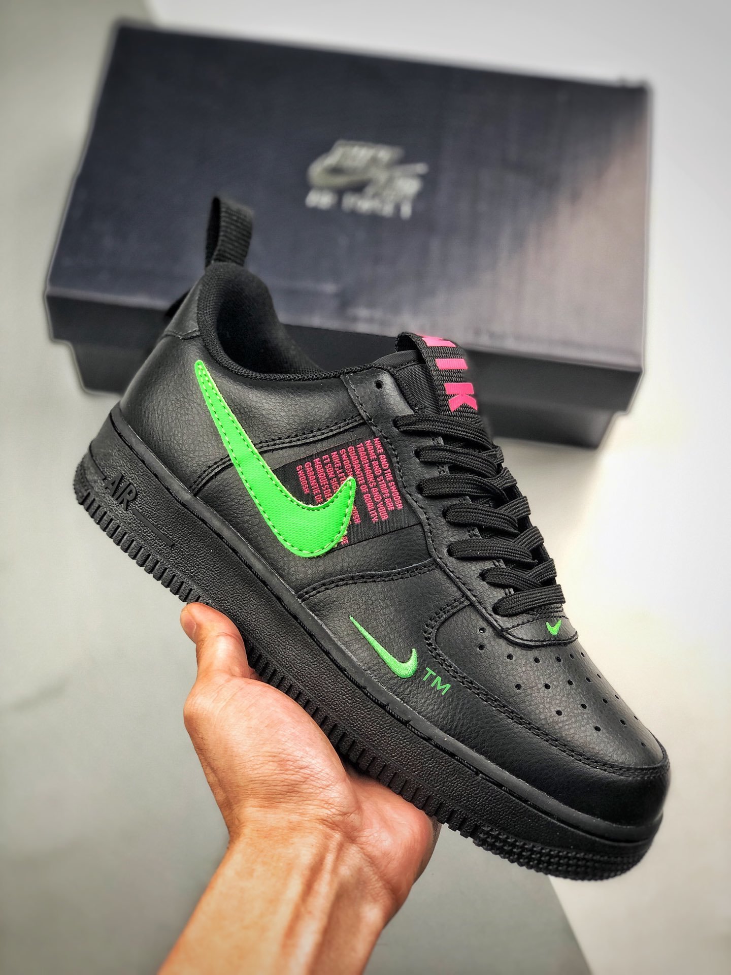 Nike Air Force 1 Low Utility Black Hyper Pink Scream Green