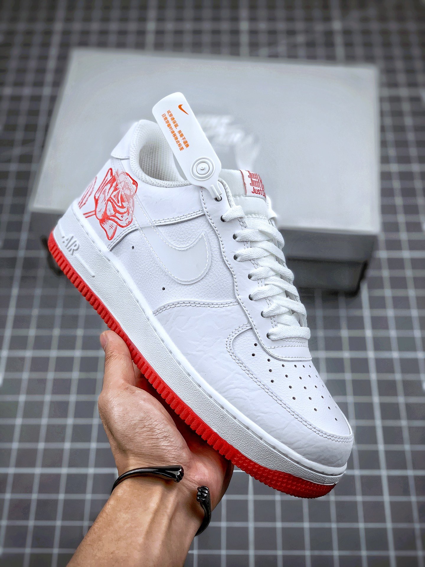 white air force 1 with red rose