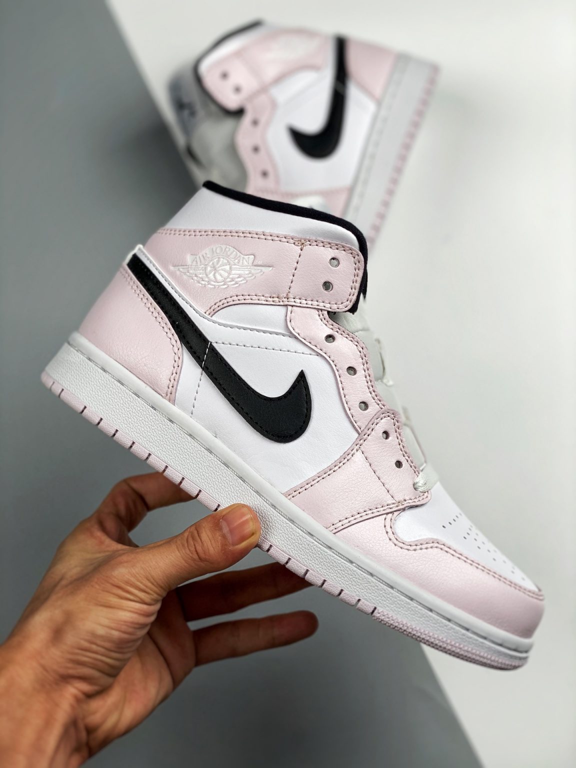 Air Jordan 1 Mid ‘Barely Rose’ White Pink Black For Sale – Sneaker Hello