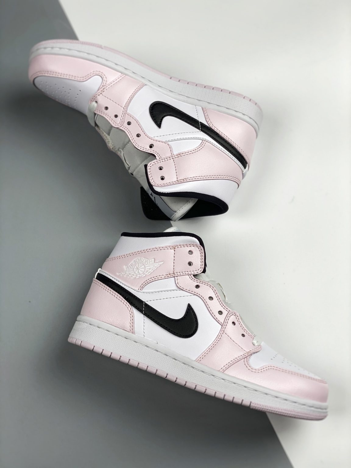 Air Jordan 1 Mid ‘Barely Rose’ White Pink Black For Sale – Sneaker Hello