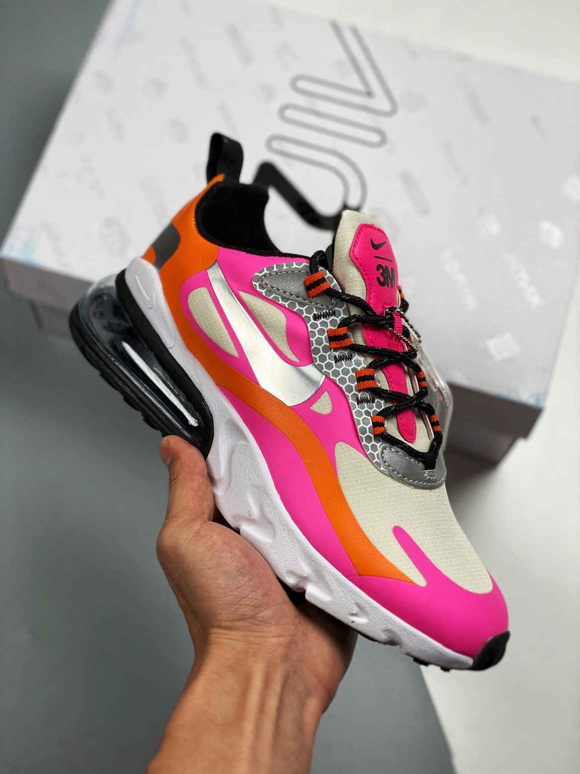 Nike Wmns Air Max 270 React Pink Orange Silver CT1834-100 For Sale â Sneaker Hello