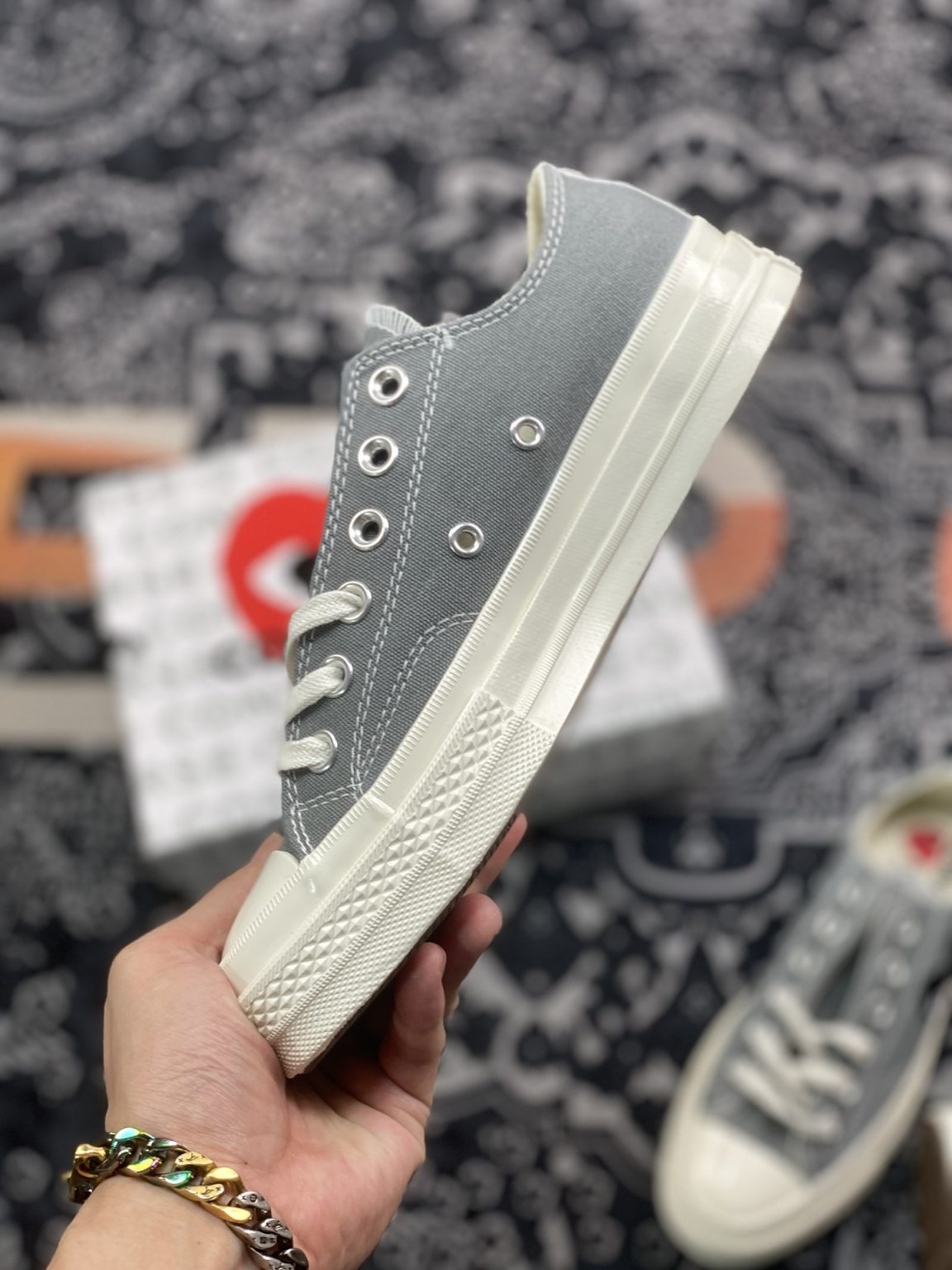 CDG Play x Converse Chuck Taylor All Star 70 Low Grey For Sale ...