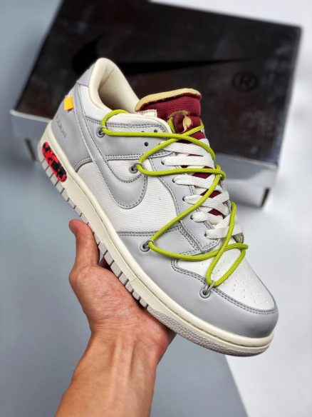 Off-White x Nike Dunk Low “08 of 50” Sail Grey Red For Sale – Sneaker Hello