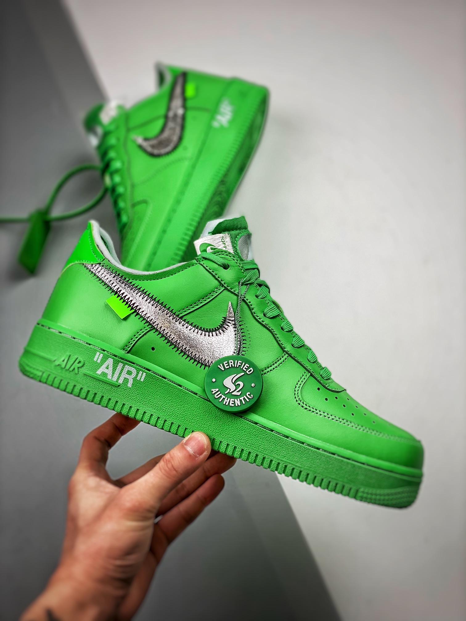 Nike Air Force 1 Low Off-White Spark Green Brooklyn Slime DX1419 300 Sz 14